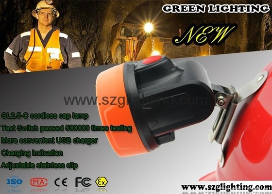 نارنجی 6000lux LED Mining Light با شدت روشنایی LED چراغ معدنی 2.8Ah