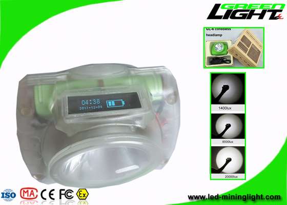 USB Charge Miners Helmet Light IP68 13000lux Material PC با صفحه نمایش OLED