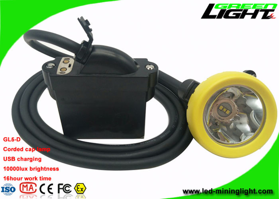 روشنایی درپوش IP68 Mining Corded 10000Lux روشنایی با پشتیبانی از شارژ USB کابل