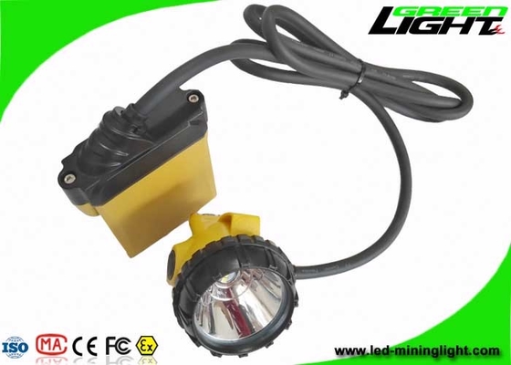 چراغ درپوش معدن 25000Lux چراغ 1200 چرخه باتری با عملکرد هشدار کم انرژی را نشان می دهد