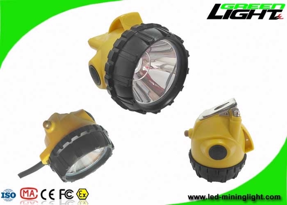 چراغ درپوش معدن 25000Lux چراغ 1200 چرخه باتری با عملکرد هشدار کم انرژی را نشان می دهد