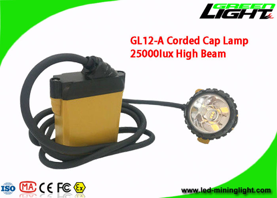 چراغ درپوش استخراج ذغال سنگ کلاه سخت 10.4AH IP68 25000lux پرتو با شارژر 2A