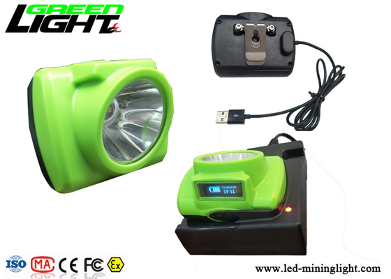 ABS / PC LED Miners Cap Lamp 13000lux پشتیبانی از شارژ سریع USB با صفحه OLED