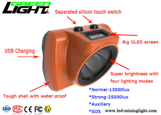 چراغ کلاه سخت Super Strong 18000lux Miners 3.7v Tough Shell Body CE دارای گواهینامه