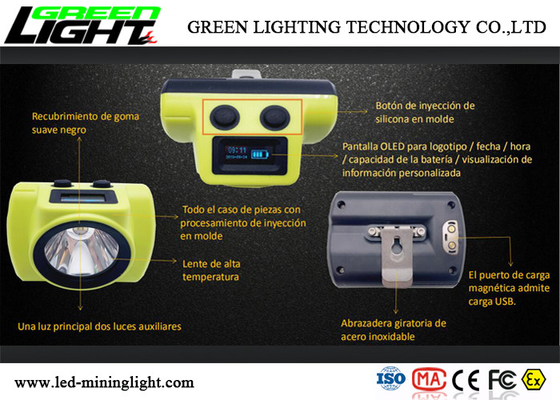 صفحه نمایش OLED بی سیم ماینرها Cap Lamp 18650 6800mA پشتیبانی از ظرفیت باتری شارژ USB