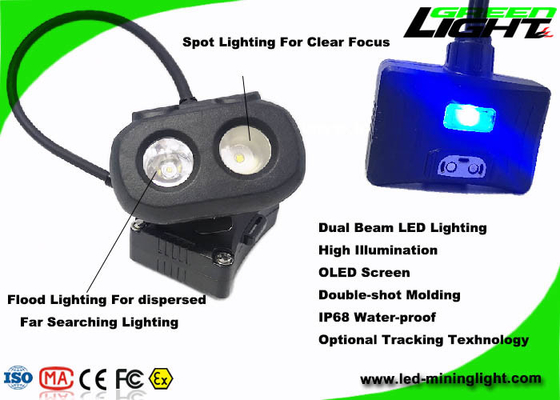 334lum صفحه نمایش OLED LED معدنچیان Cap Lamp دو پرتو USB شارژ 10.4Ah