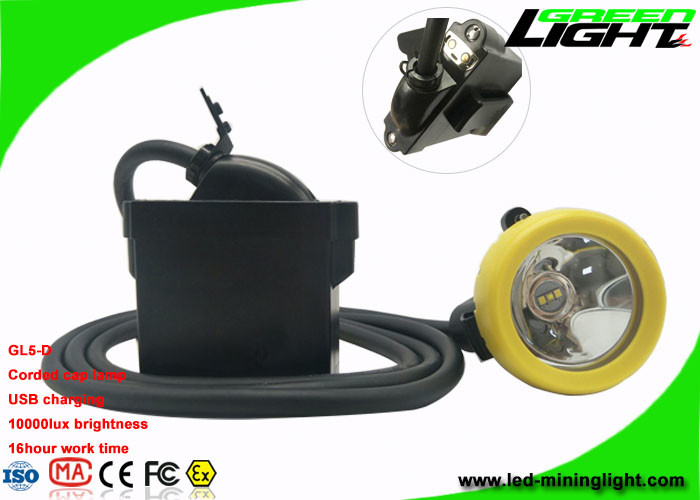 چراغ درپوش معدن LED سیم دار 10000 Lux چراغ پشتی شارژ پشتیبان 18 ساعت زمان کار