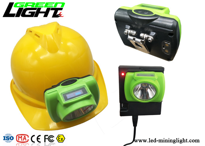ABS / PC LED Miners Cap Lamp 13000lux پشتیبانی از شارژ سریع USB با صفحه OLED